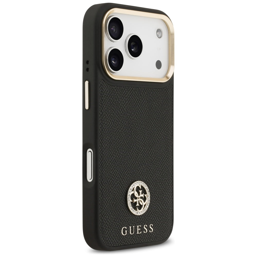 Guess Grained Strass Logo MagSafe-hylster til iPhone 17 Pro - sort