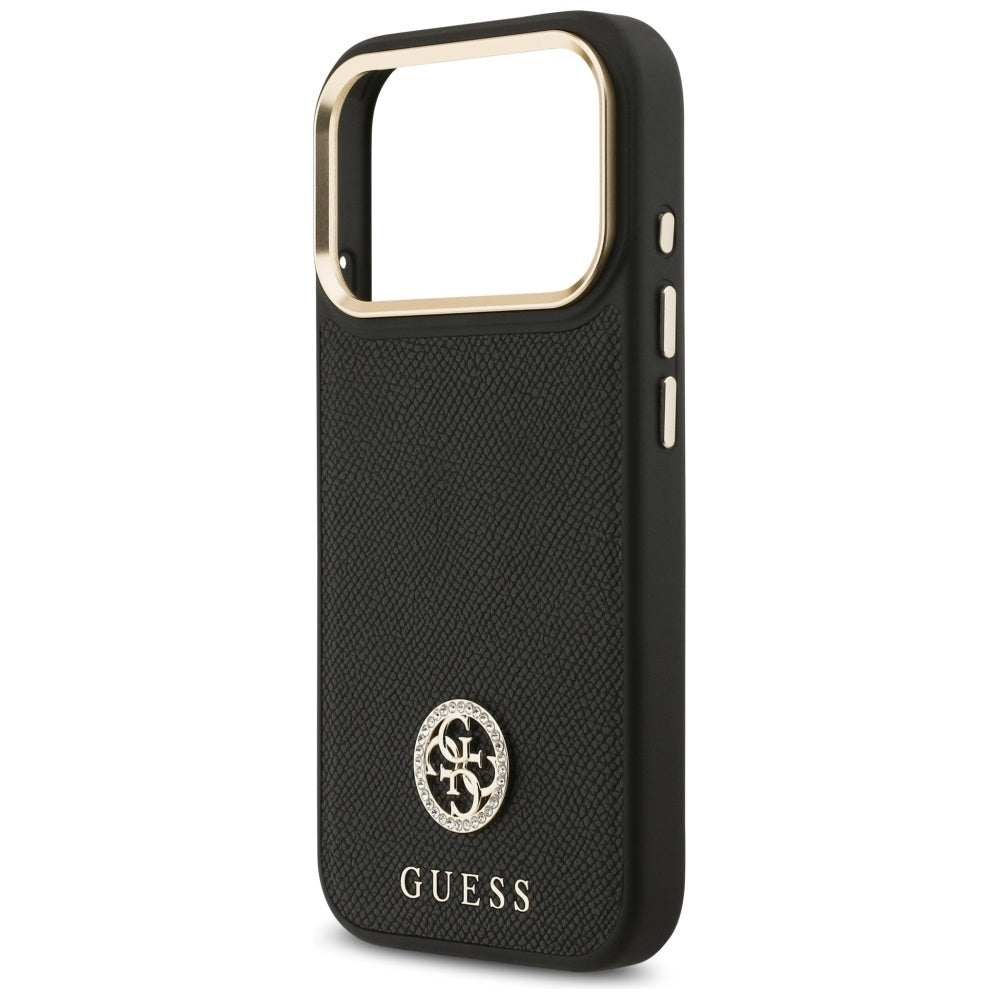 Guess Grained Strass Logo MagSafe-hylster til iPhone 17 Pro - sort