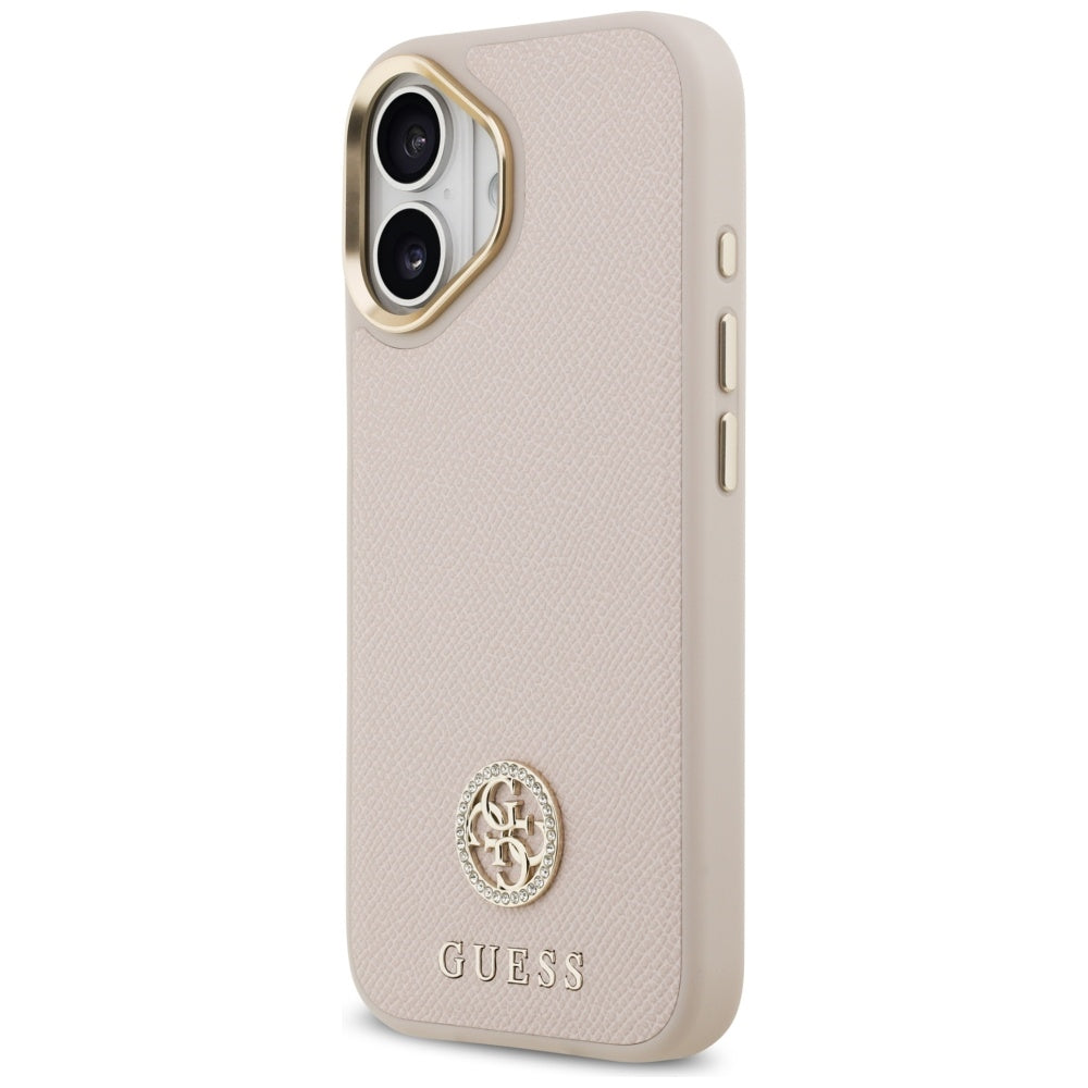 Guess Grained Strass Logo MagSafe-fodral til iPhone 17 - pink