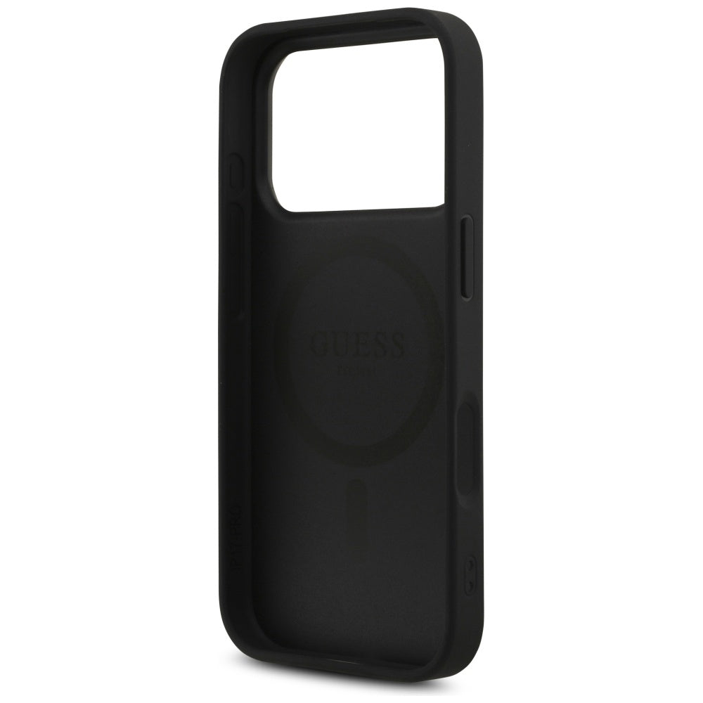 Guess Leather 4G Triangle Strass MagSafe Case for iPhone 17 Pro - Black