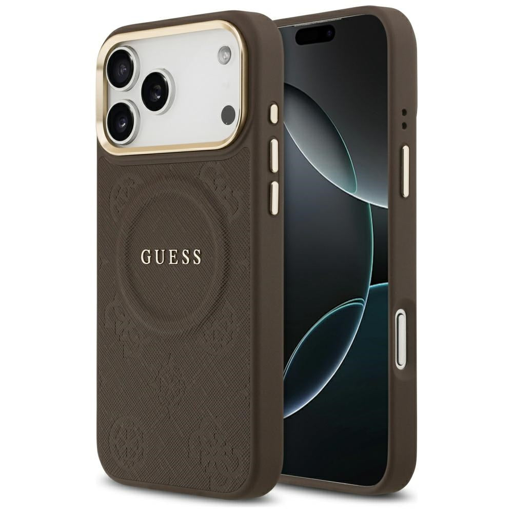 Guess Peony Hot Stamp MagSafe Case for iPhone 17 Pro Max - Brown