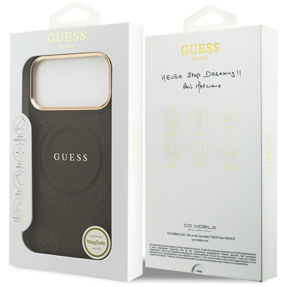 Guess Peony Hot Stamp MagSafe Case for iPhone 17 Pro Max - Brown