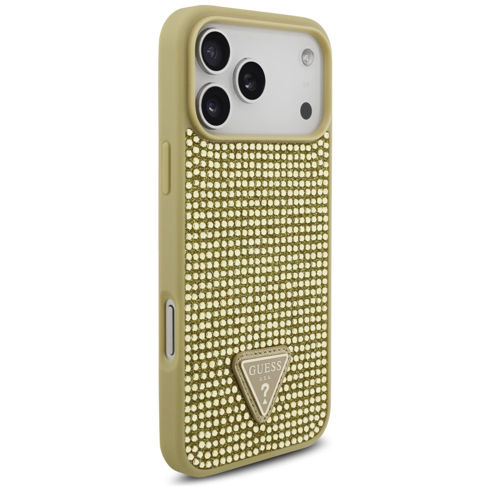 Guess Rhinestone Triangle Logo Case for iPhone 17 Pro Max - Gold