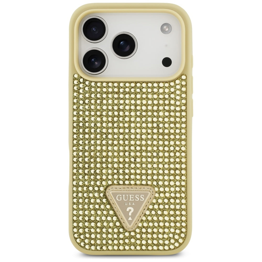 Guess Rhinestone Triangle Logo iPhone 17 Pro Case - Gold