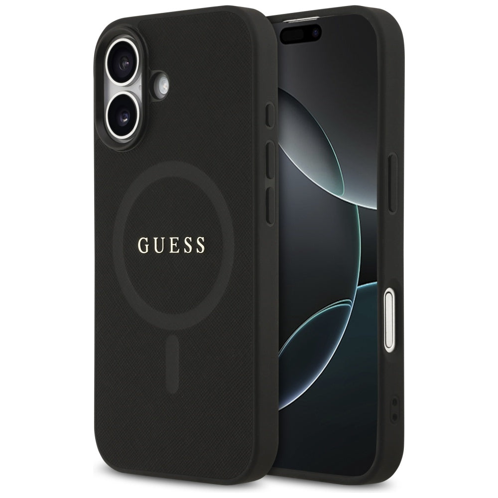 Guess Saffiano Classic Logo MagSafe-hylster til iPhone 17 - sort
