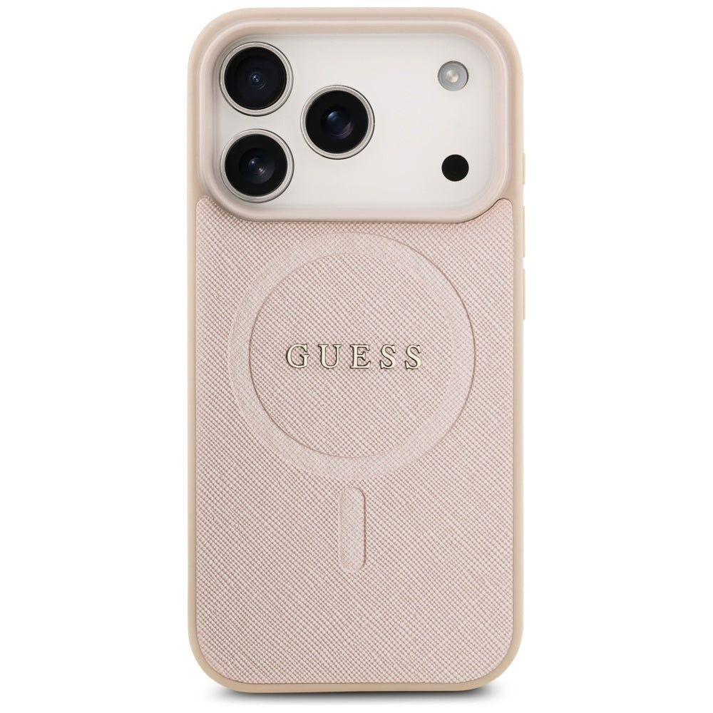 Guess Saffiano Classic Logo MagSafe Case for iPhone 17 Pro - Pink
