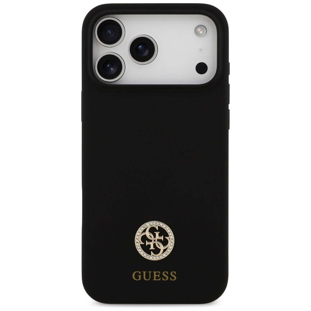 Guess Silicone Logo Strass 4G MagSafe Case til iPhone 17 Pro Max - sort