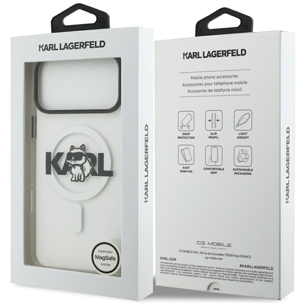 Karl Lagerfeld IML Choupette Sketch Logo MagSafe Case for iPhone 17 Pro Max - Clear