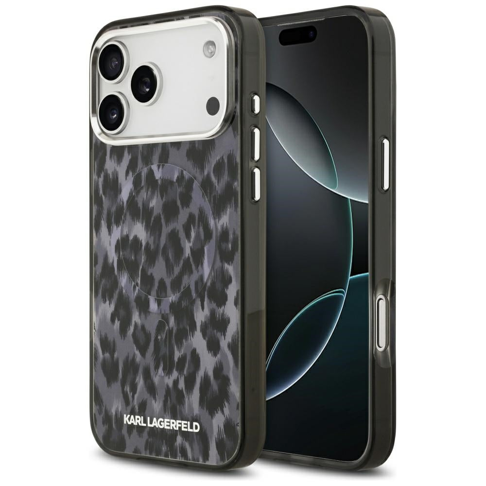 Karl Lagerfeld IML Leopard Pattern MagSafe Case for iPhone 17 Pro Max - Black