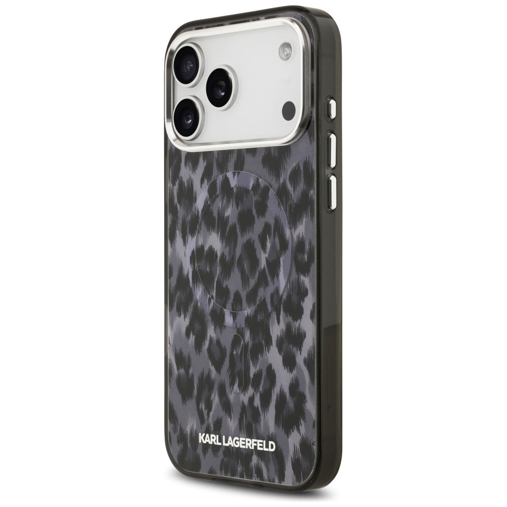 Karl Lagerfeld IML Leopard Pattern MagSafe Case for iPhone 17 Pro Max - Black