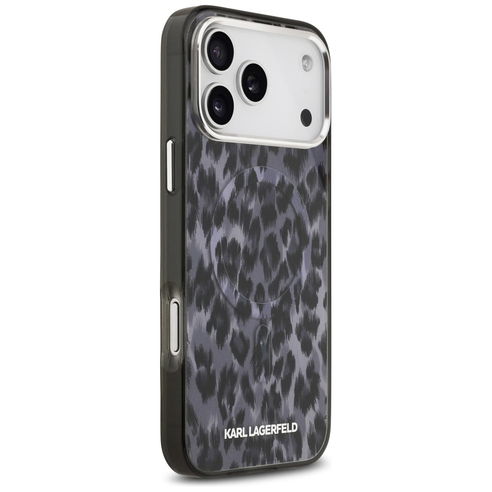 Karl Lagerfeld IML Leopard Pattern MagSafe Case for iPhone 17 Pro Max - Black
