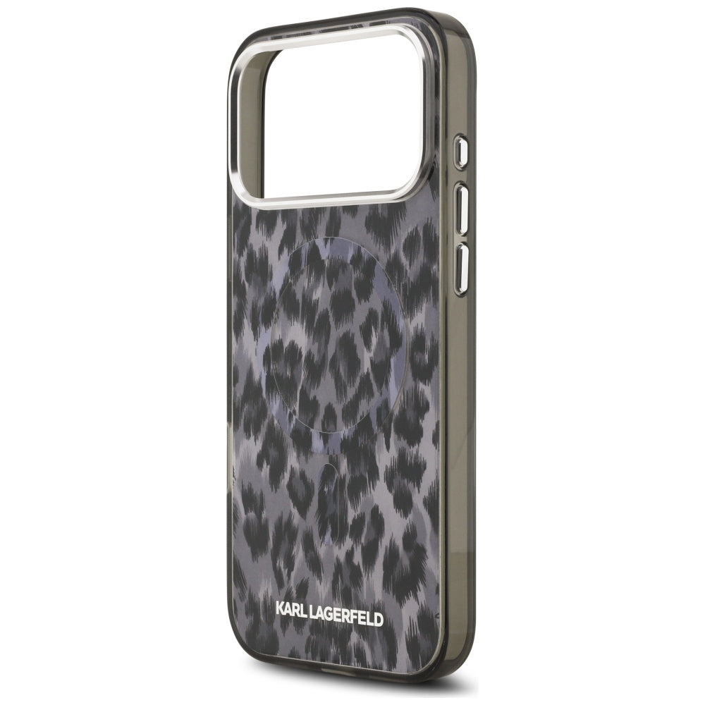 Karl Lagerfeld IML Leopard Pattern MagSafe Case for iPhone 17 Pro Max - Black
