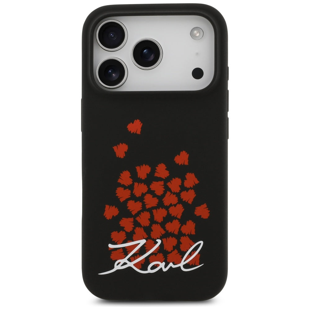 Karl Lagerfeld Silicone Heart Sign Logo MagSafe Case for iPhone 17 Pro - Black
