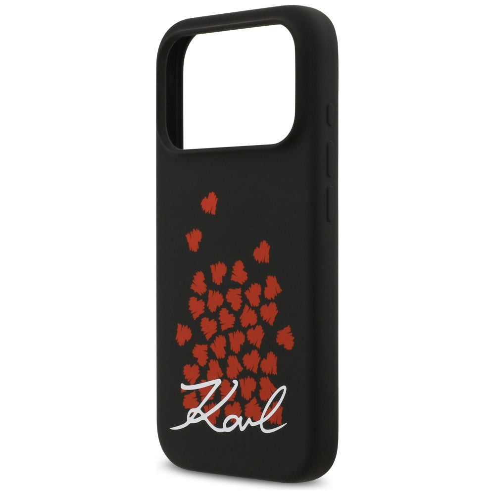 Karl Lagerfeld Silicone Heart Sign Logo MagSafe Case for iPhone 17 Pro - Black