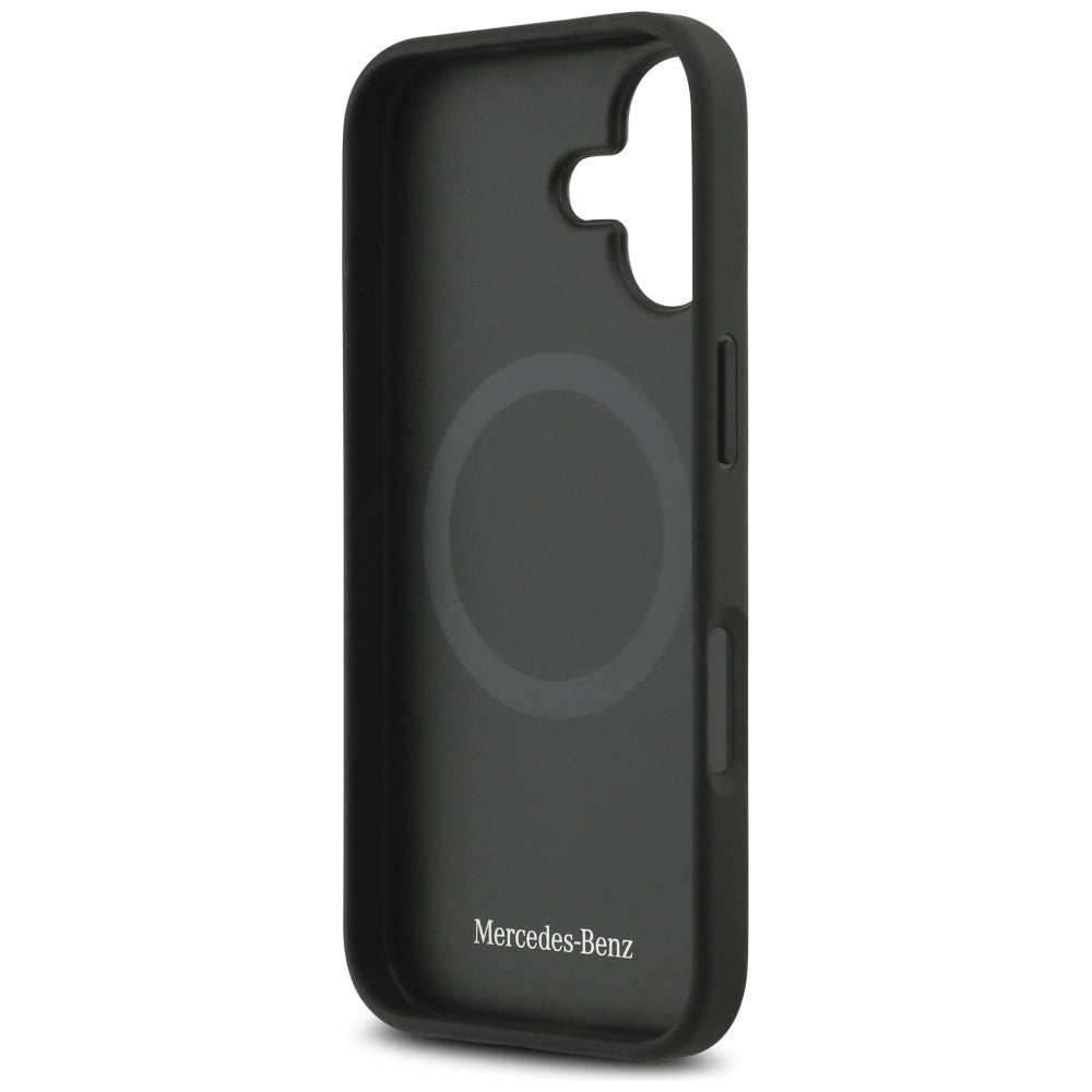 Mercedes Leather Large Laurel Leave MagSafe Case for iPhone 17 - Black