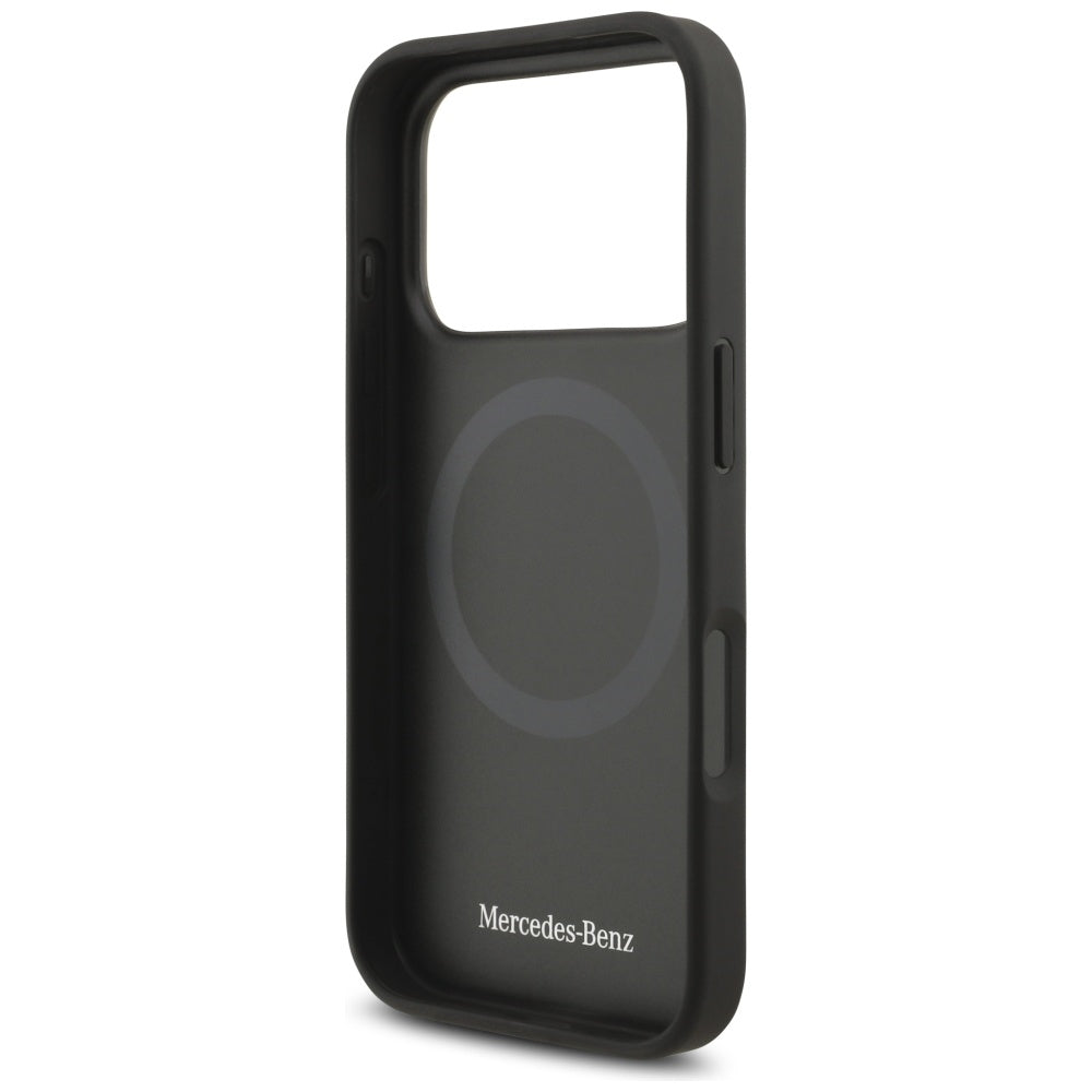 Mercedes Leather Large Laurel Leave MagSafe Case for iPhone 17 Pro - Black
