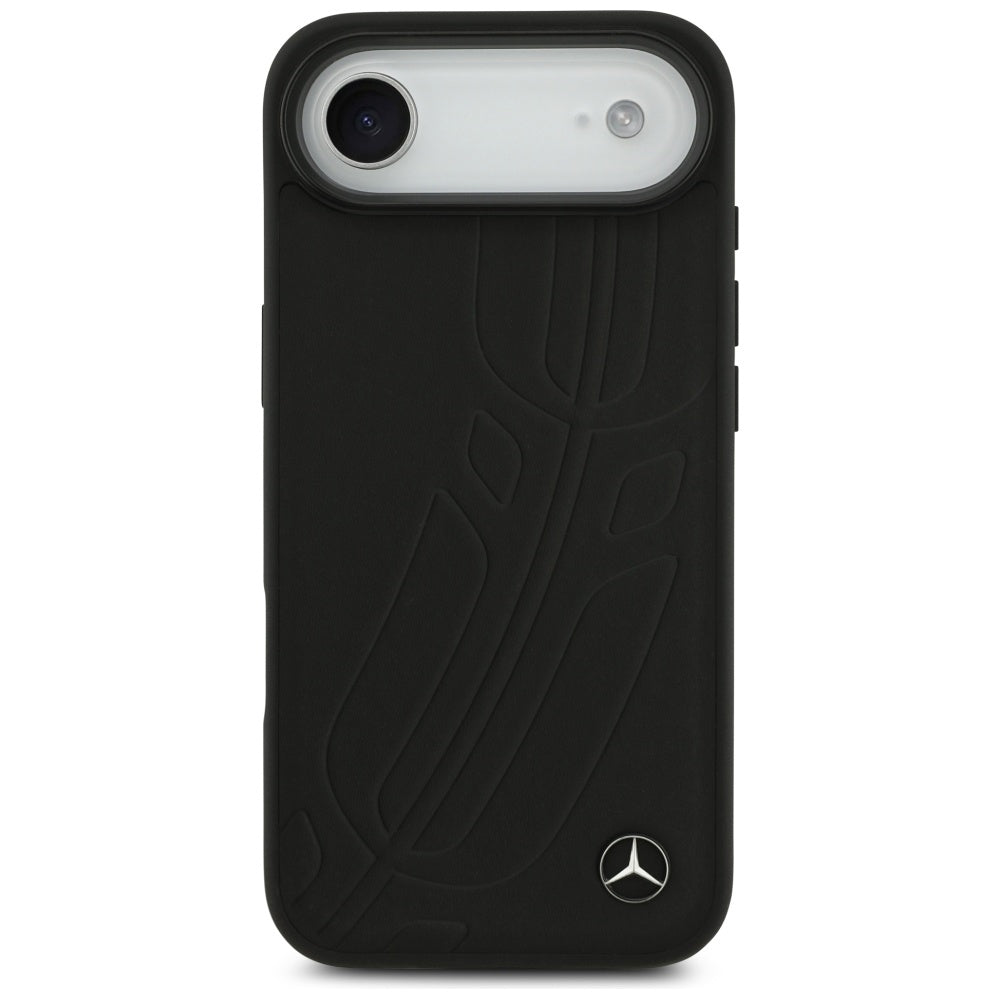 Mercedes Leather Large Laurel Leave MagSafe case for iPhone Air - black