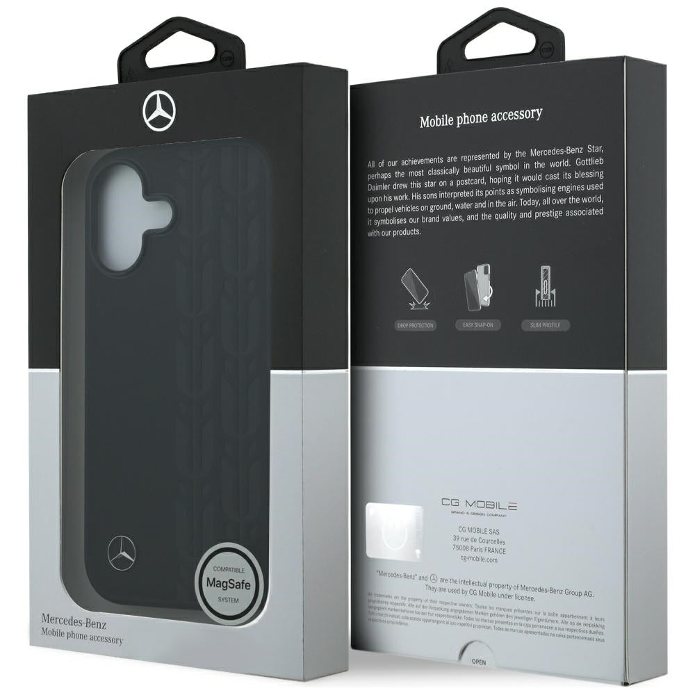 Mercedes Leather Laurel Leaves MagSafe Case for iPhone 17 - Black