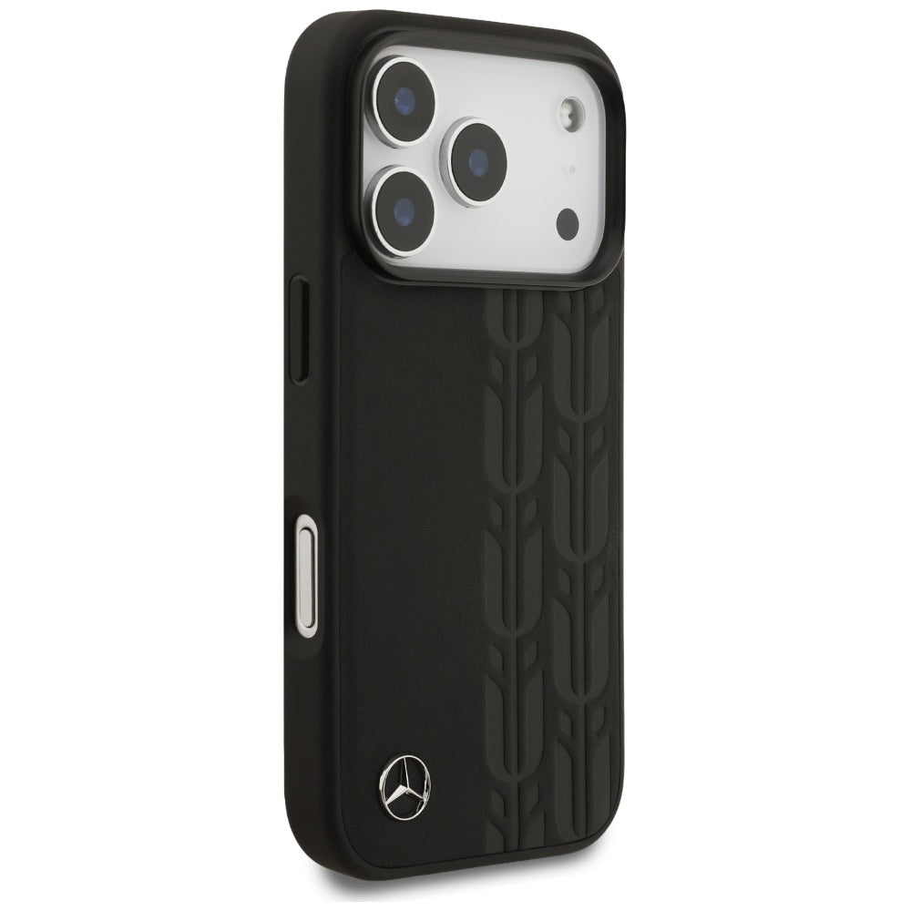 Mercedes Leather Laurel Leaves MagSafe Case for iPhone 17 Pro - Black