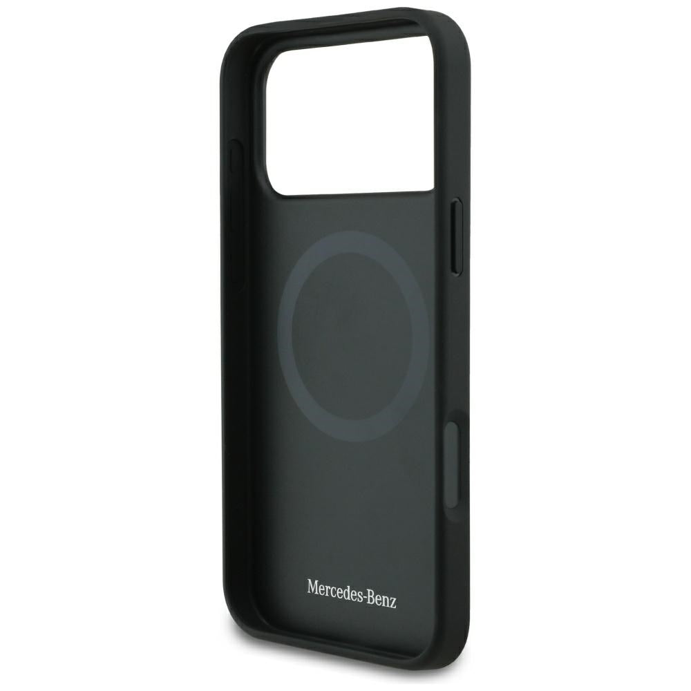 Mercedes Leather Laurel Leaves MagSafe Case for iPhone 17 Pro Max - Black