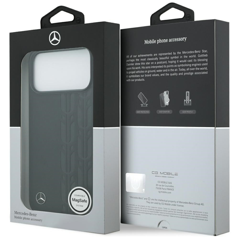 Mercedes Leather Laurel Leaves MagSafe Case for iPhone 17 Pro Max - Black