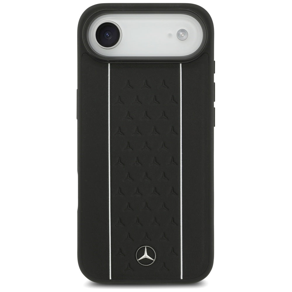 Mercedes Leather Star Pattern Stripes MagSafe case for iPhone Air - black