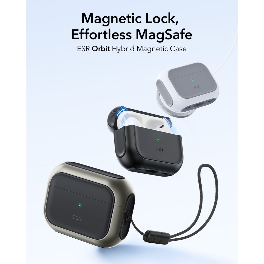 ESR Orbit HaloLock MagSafe Case til AirPods Pro 3 - Grå og sort