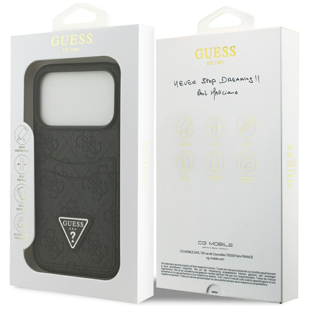 Guess 4G nauble Card Triangle case til iPhone 17 Pro - sort