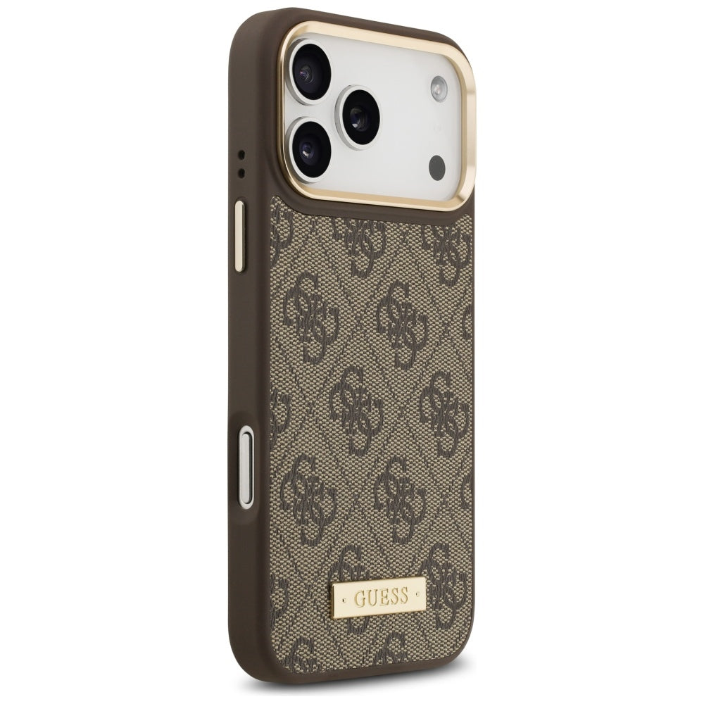 Guess 4G Logo Plate MagSafe Case for iPhone 17 Pro Max - Brown