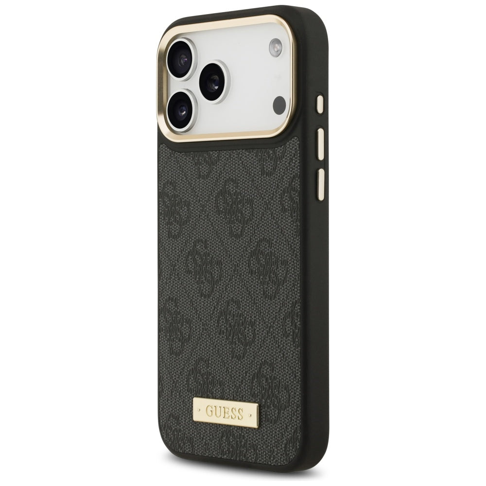 Guess 4G Logo Plate MagSafe Case for iPhone 17 Pro Max - Black