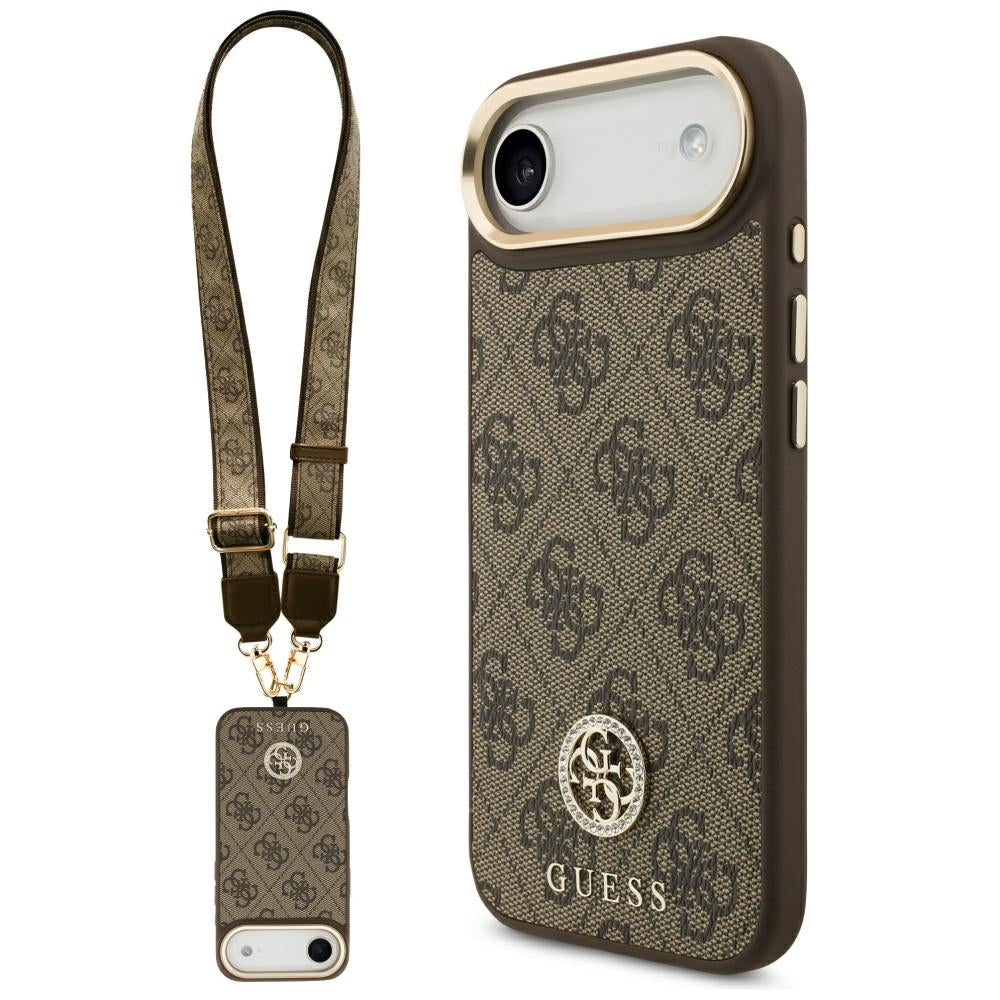 Guess 4G Strass Logo & Big Strap Metal Buttons MagSafe Case til iPhone Air - Brunt