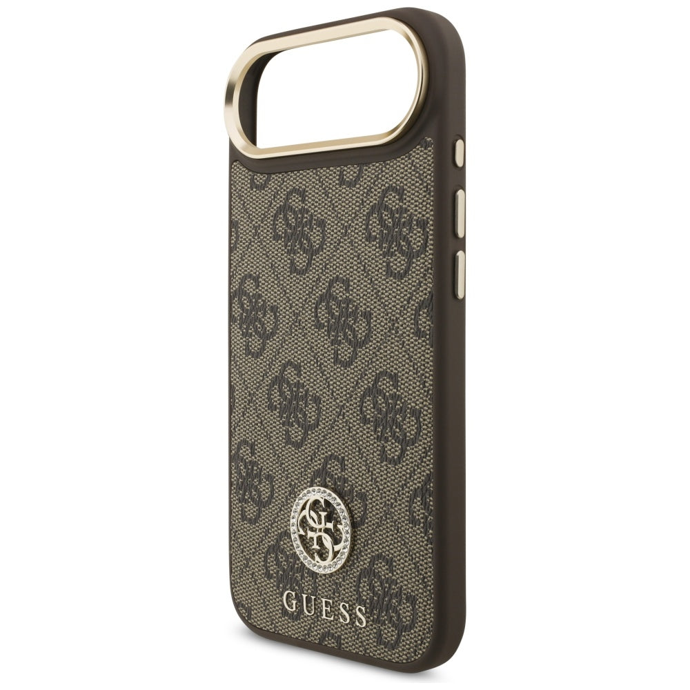 Guess 4G Strass Logo & Big Strap Metal Buttons MagSafe Case til iPhone Air - Brunt