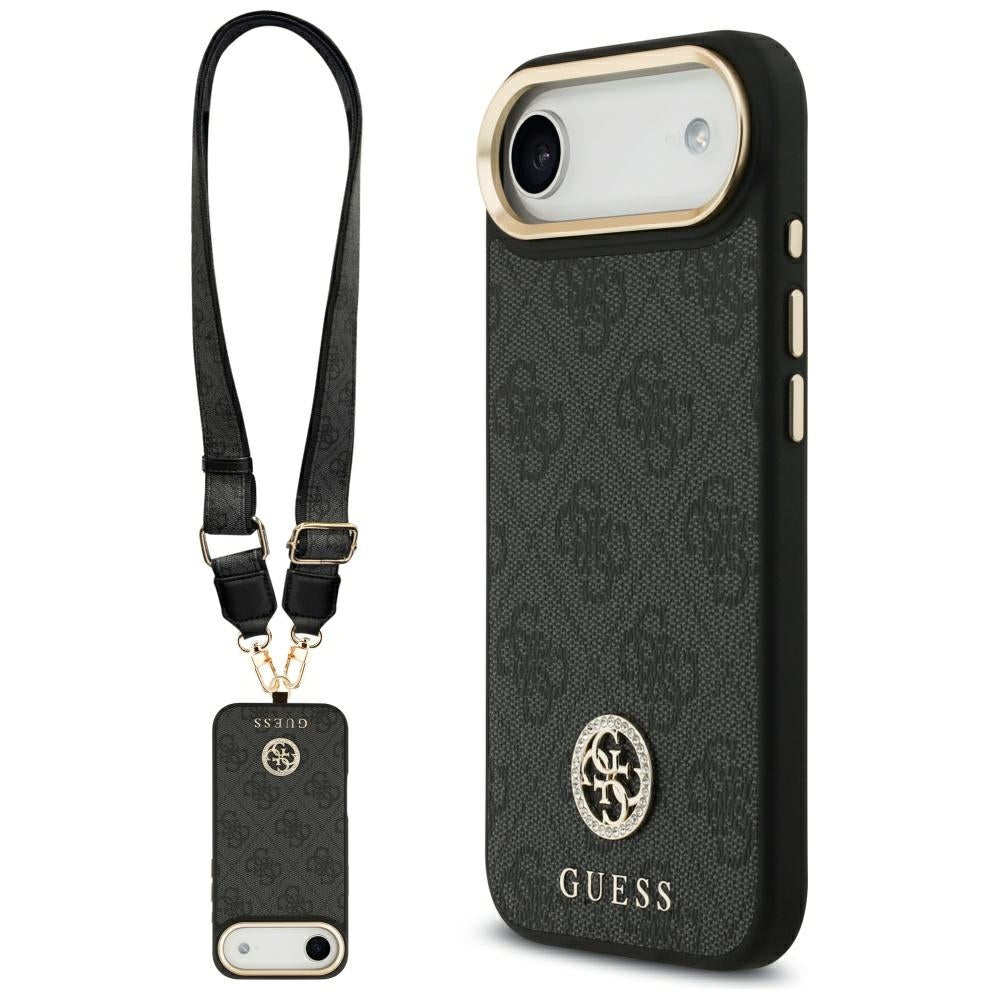 Guess 4G Strass Logo & Big Strap Metal Buttons MagSafe Case til iPhone Air - sort