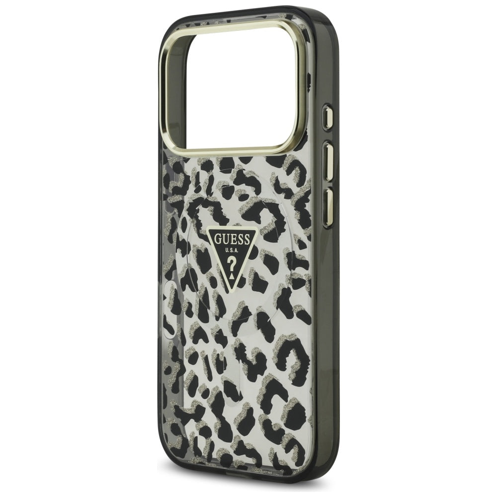 Guess Leopard Glitter MagSafe Case for iPhone 17 Pro - Black