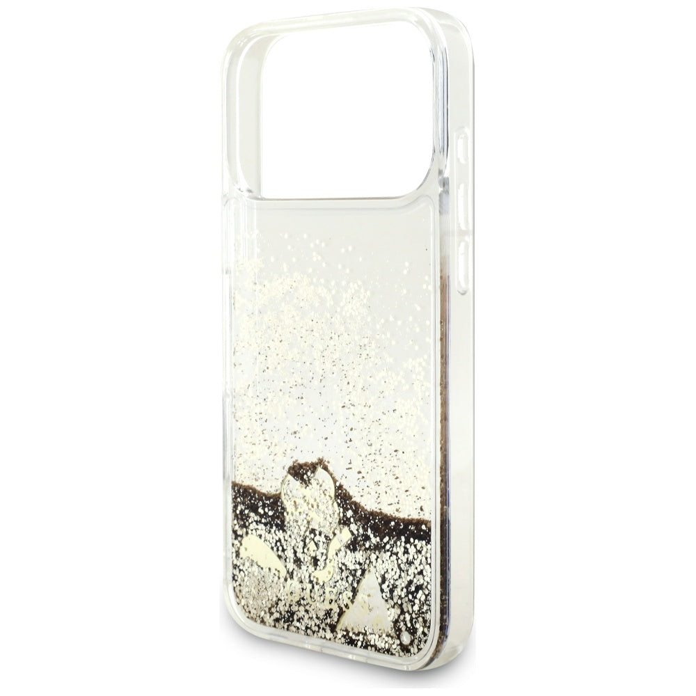 Guess Liq. Glitter 4 Charms Case til iPhone 17 Pro - Guld