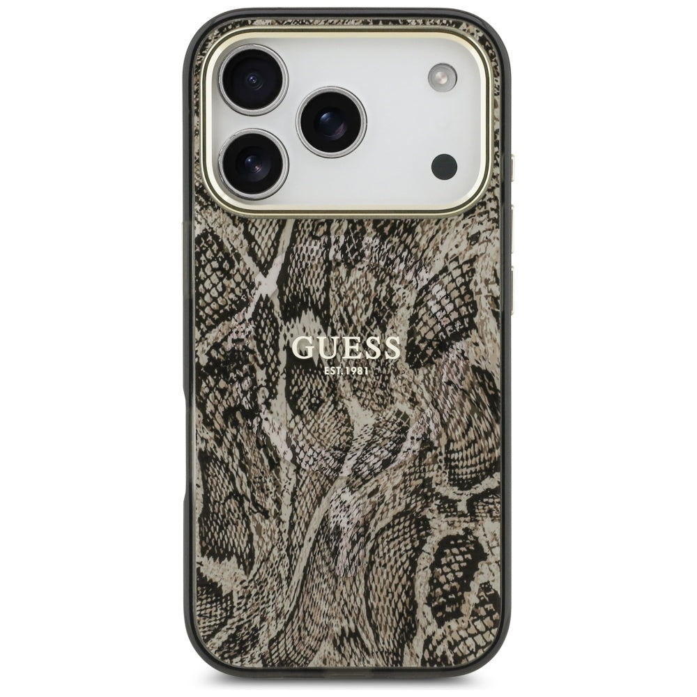 Guess Python Pattern MagSafe Case til iPhone 17 Pro - Brunt