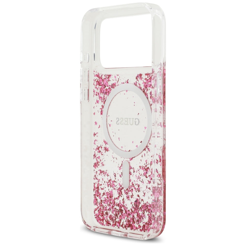 Guess Resin Bottom Glitter MagSafe Case til iPhone 17 Pro Max - Pink