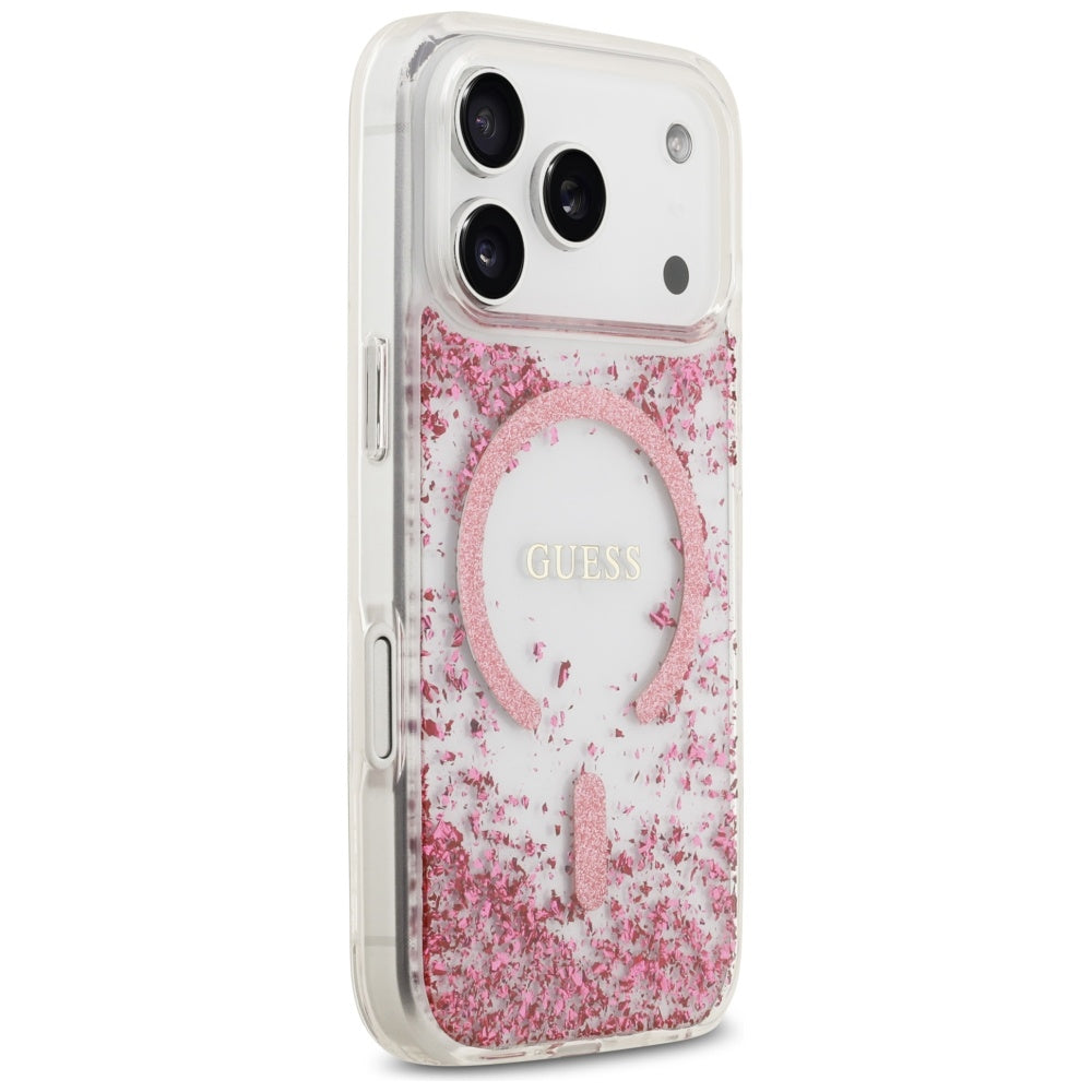 Guess Resin Bottom Glitter MagSafe Case for iPhone 17 Pro - Pink