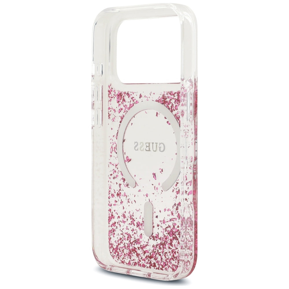 Guess Resin Bottom Glitter MagSafe Case til iPhone 17 Pro - Pink