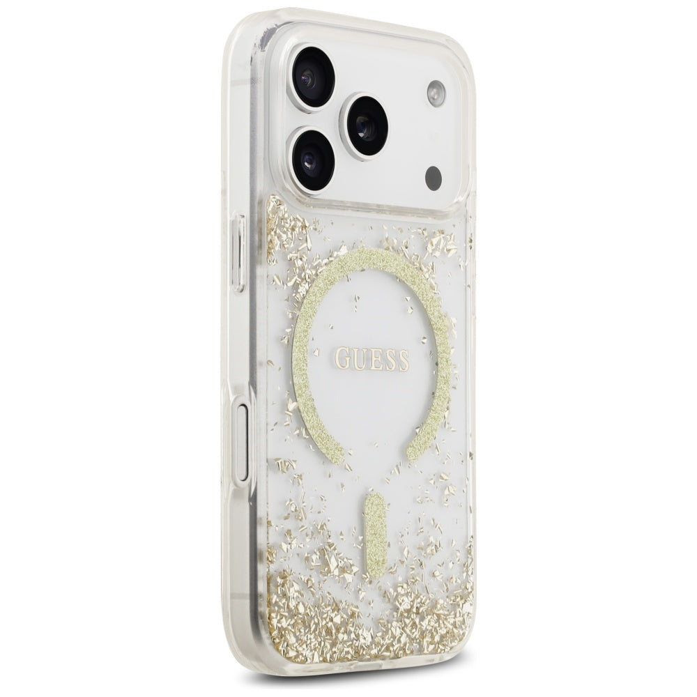 Guess Resin Bottom Glitter MagSafe Case til iPhone 17 Pro - Guld