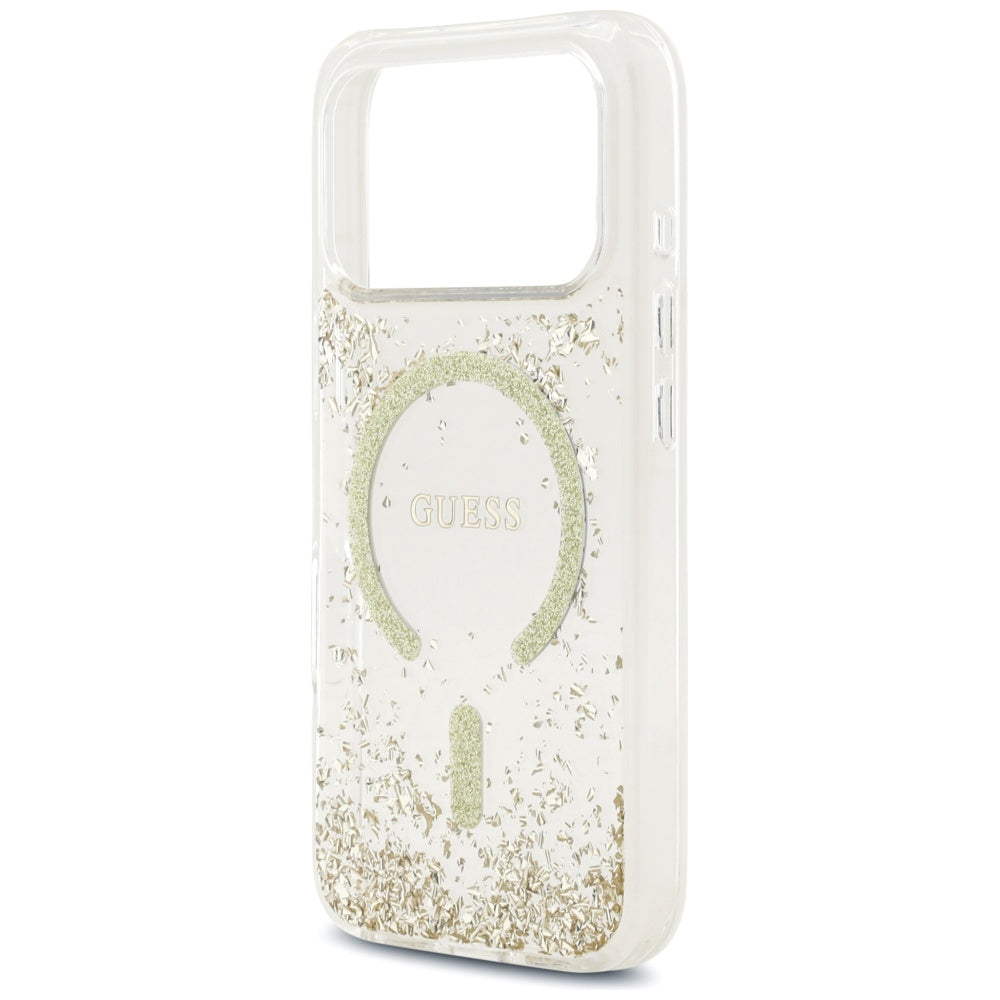 Guess Resin Bottom Glitter MagSafe Case til iPhone 17 Pro - Guld