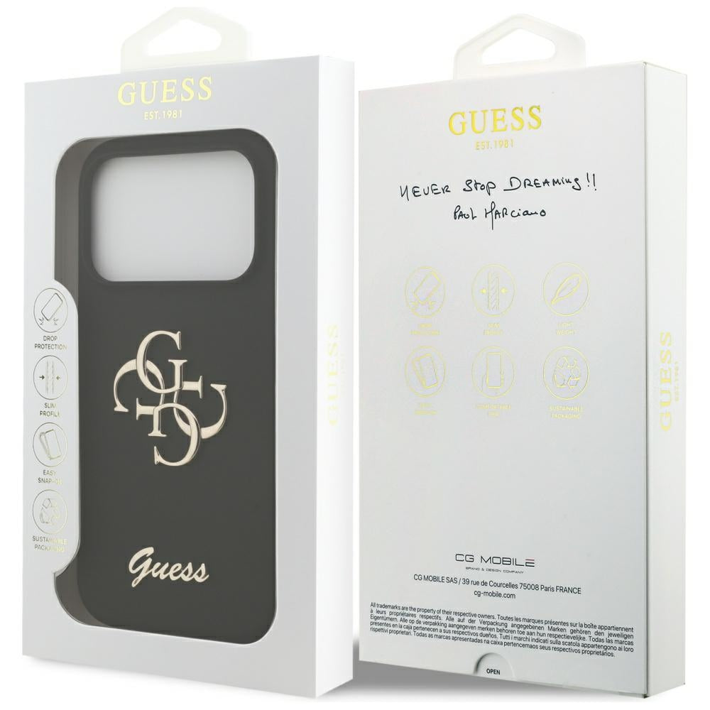 Guess Silicone Big 4G Script Case til iPhone 17 Pro - sort