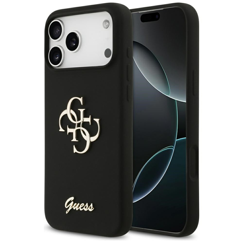 Guess Silicone Big 4G Script Case for iPhone 17 Pro Max - Black