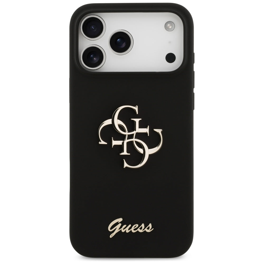 Guess Silicone Big 4G Script Case for iPhone 17 Pro Max - Black