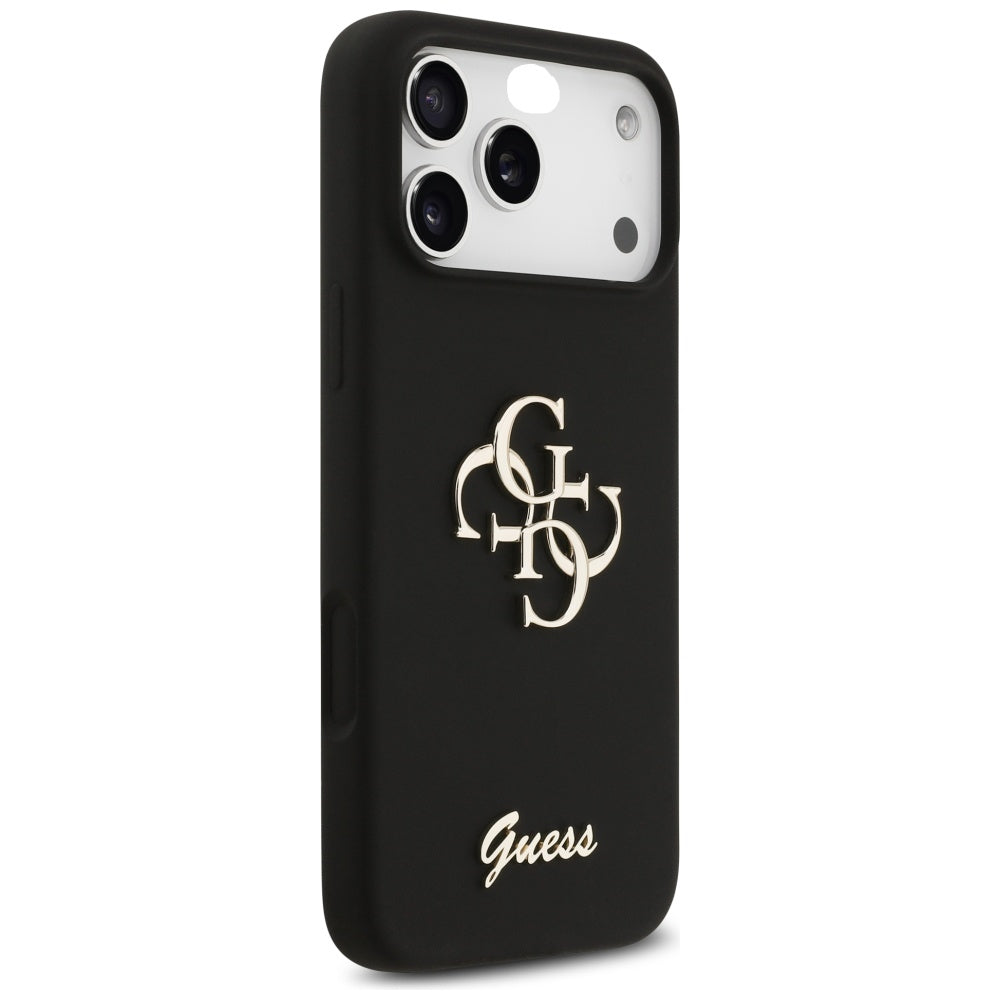 Guess Silicone Big 4G Script Case for iPhone 17 Pro Max - Black
