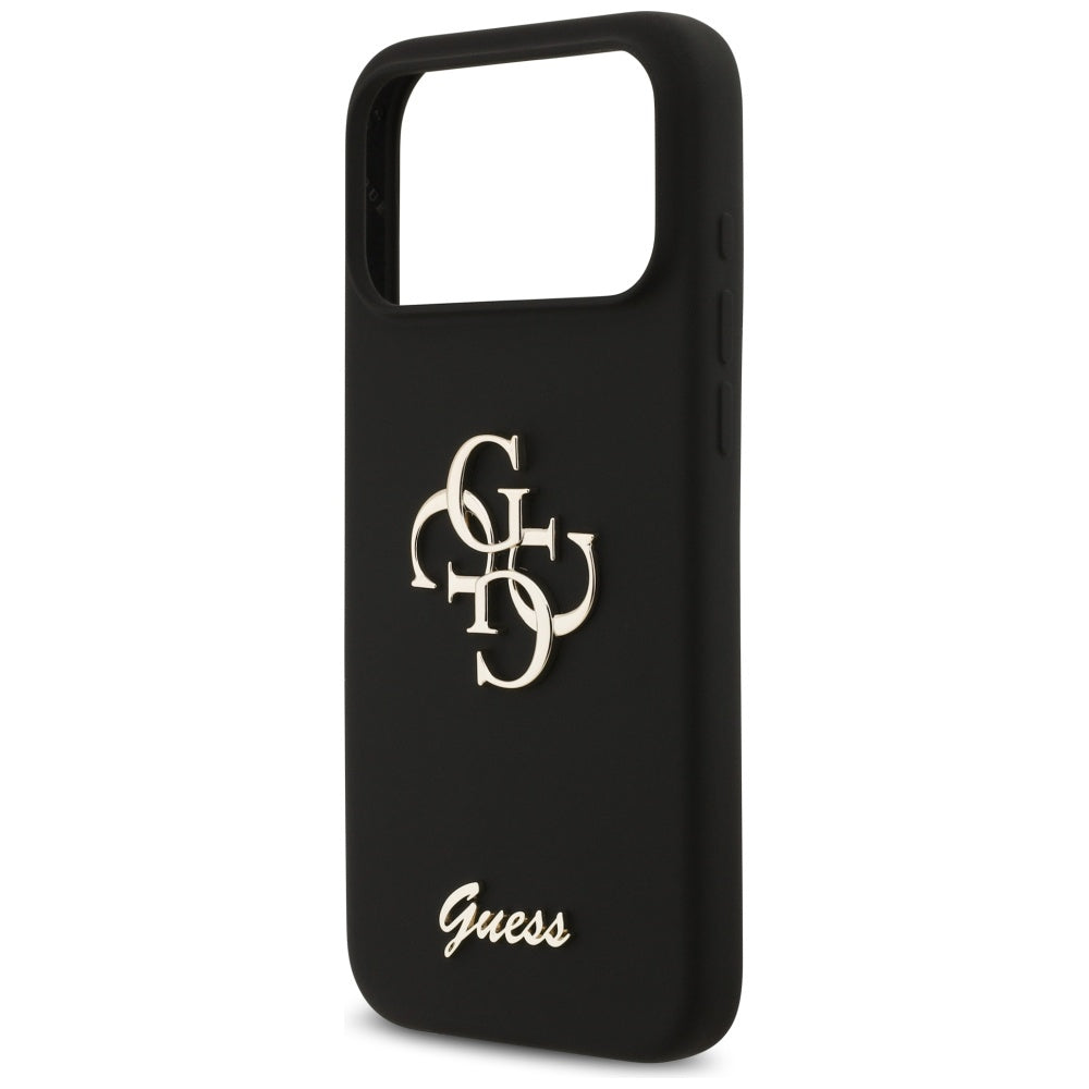 Guess Silicone Big 4G Script Case for iPhone 17 Pro Max - Black