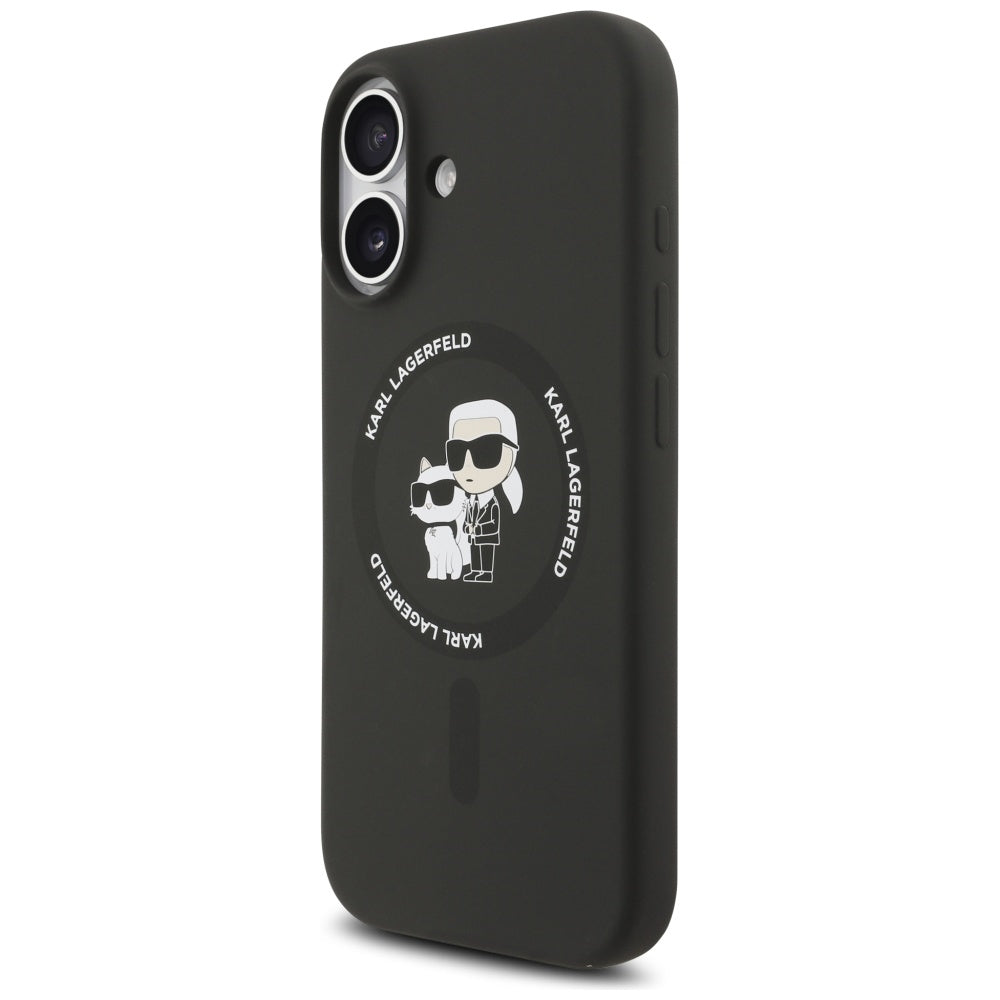Karl Lagerfeld Silicone Karl&Choupette Ring MagSafe Case for iPhone 17 - Black