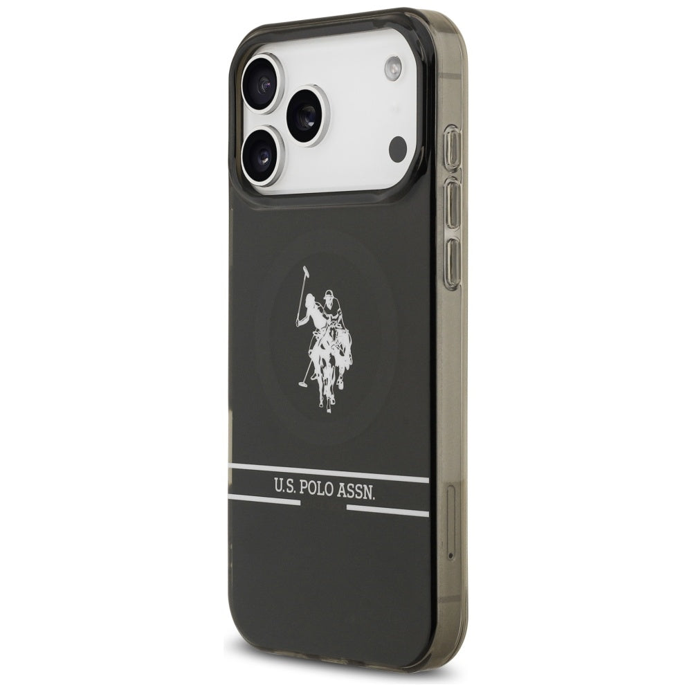 US Polo DH and Bottom Stripe Logo MagSafe Case for iPhone 17 Pro Max - Black