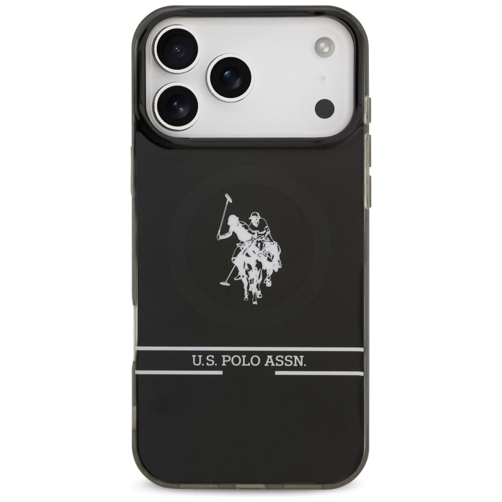 US Polo DH and Bottom Stripe Logo MagSafe Case for iPhone 17 Pro Max - Black