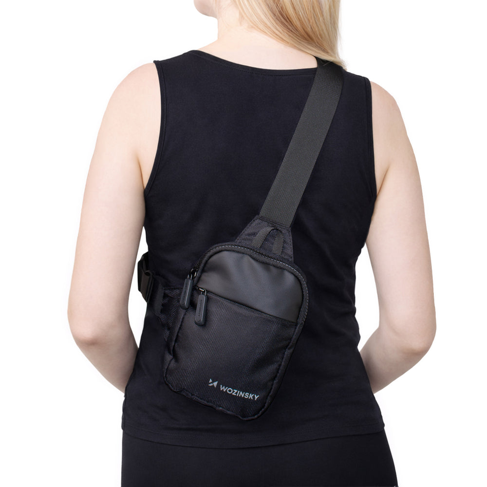 Wozinsky WMS-W1 Unisex Mini skuldertaske Vandtæt dobbelt-kammer til telefon - sort